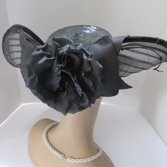 Whittal & Shon Hat in Black Straw Satin Bow main image 9